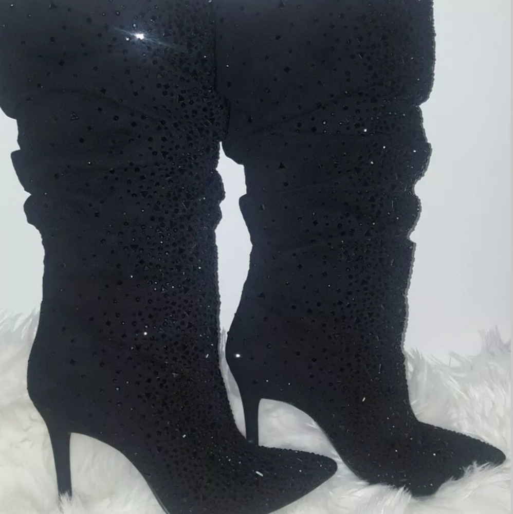 🖤 Jessica Simpson Black Studded Rhinestone Boots